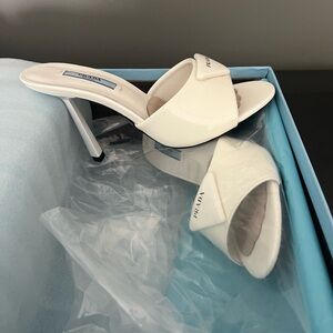 PRAD A heeled logo slide sandals